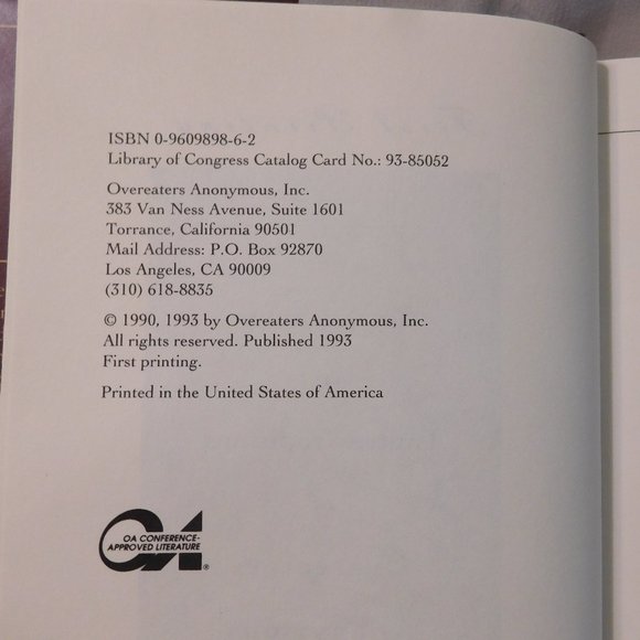 The Twelve Steps and Twelve Traditions of Overeaters Anonymous Book 1st Printing - Picture 4 of 5